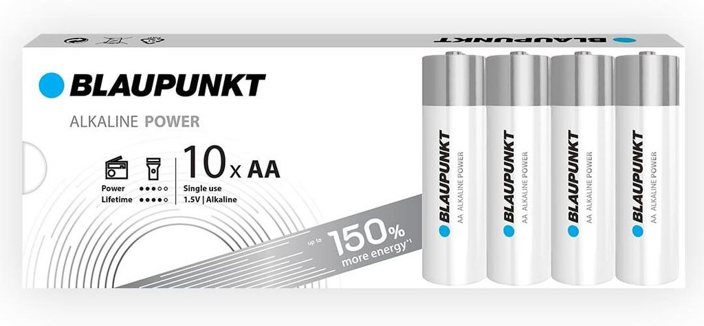 BLAUPUNKT AA Alkalibatterien Packung mit 10, am besten für Wanduhren und TV-Fernbedienungen, LR6BPO/10CB