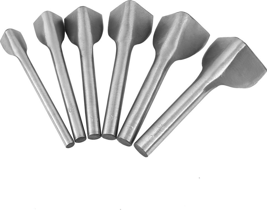 6 Stück/Set DIY-Lederhandwerk V-förmiger Lochstanze-Gürtelendenschneider für das Nähen von Leder zu Hause (15–40 mm)
