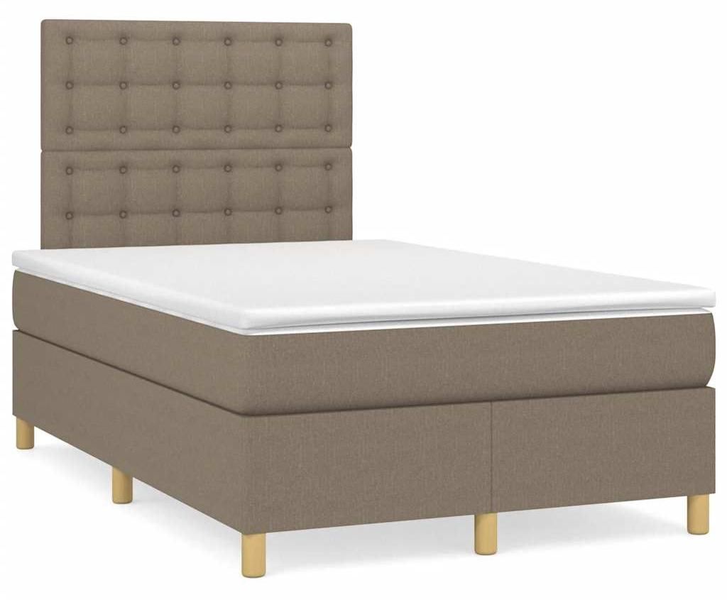 vidaXL Boxspringbett mit Matratze Taupe 120x190 cm Stoff
