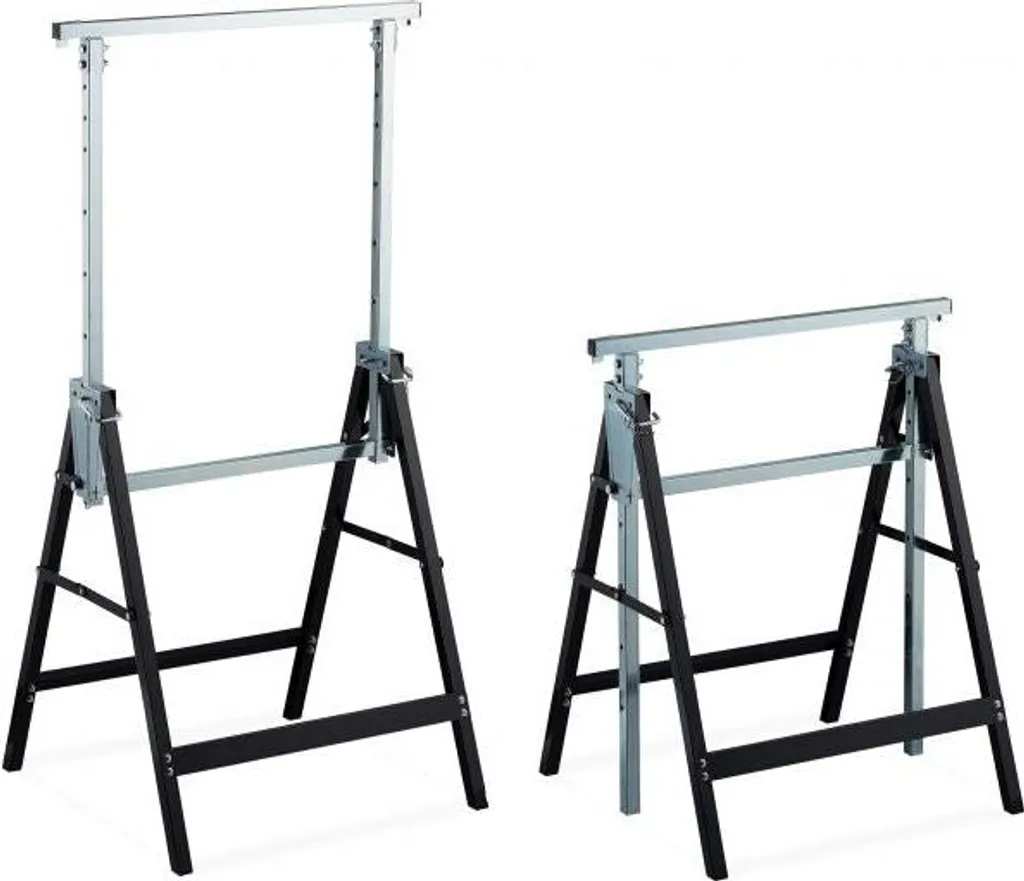Cavalletto da Lavoro in Acciaio Set 2 Pezzi Pieghevole Portata 200kg