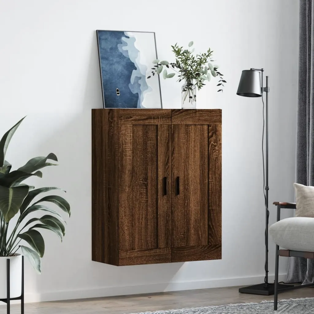 Meuble de rangement mural marron aspect chêne 90 cm en bois robuste - 4