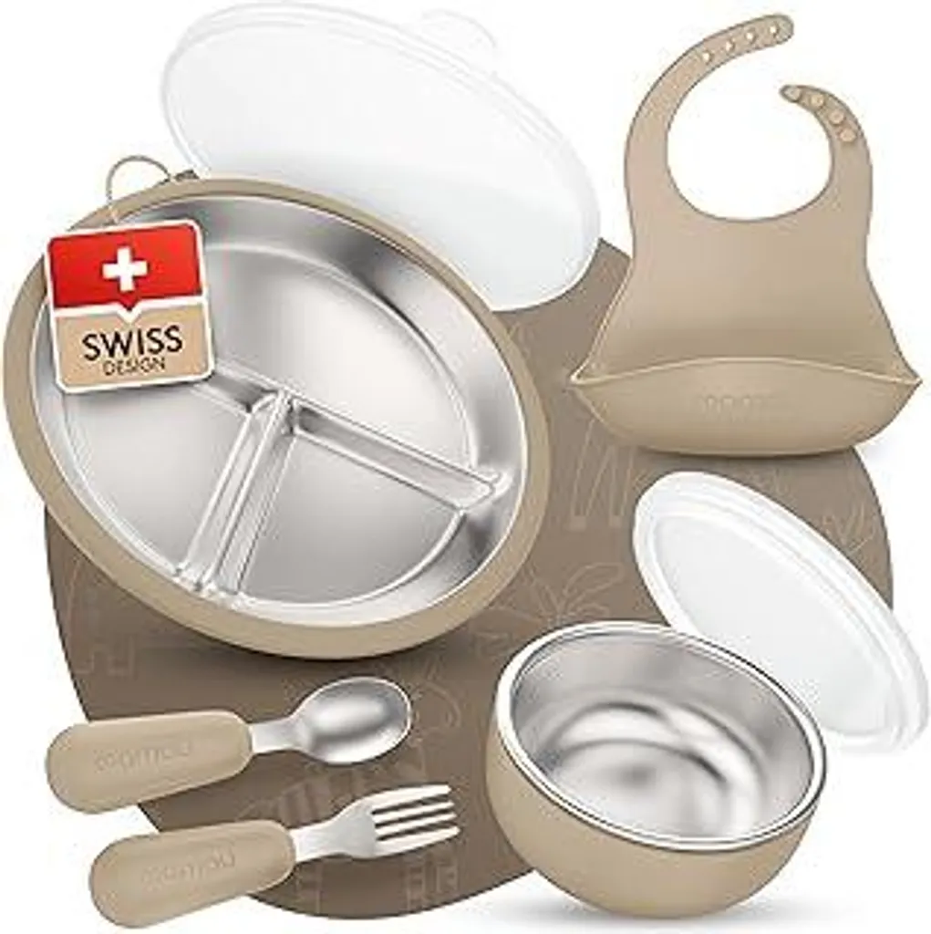 Set Pappa Mamou: Kit 6 Pezzi Acciaio Inox per Bimbi in Movimento