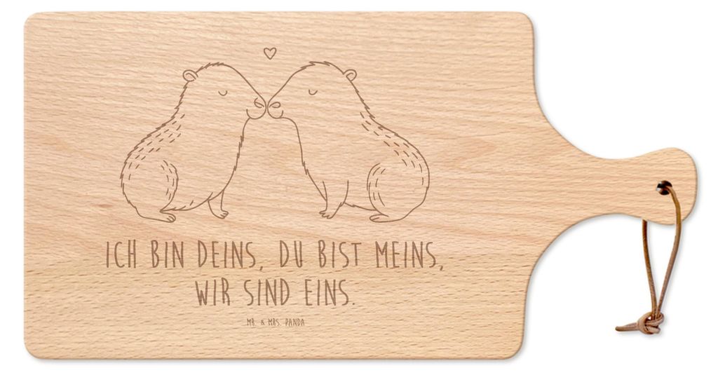 Mr. & Mrs. Panda Schneidebrett Capybara Liebe - Transparent - Geschenk, Jahrestag, tranchierbrett, schneidbrett, Brettchen, Holzbrett, Valentinstag...