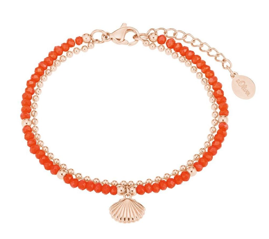 s.Oliver 2027600 Damen Armband Muschel Edelstahl Rose rot 20 cm
