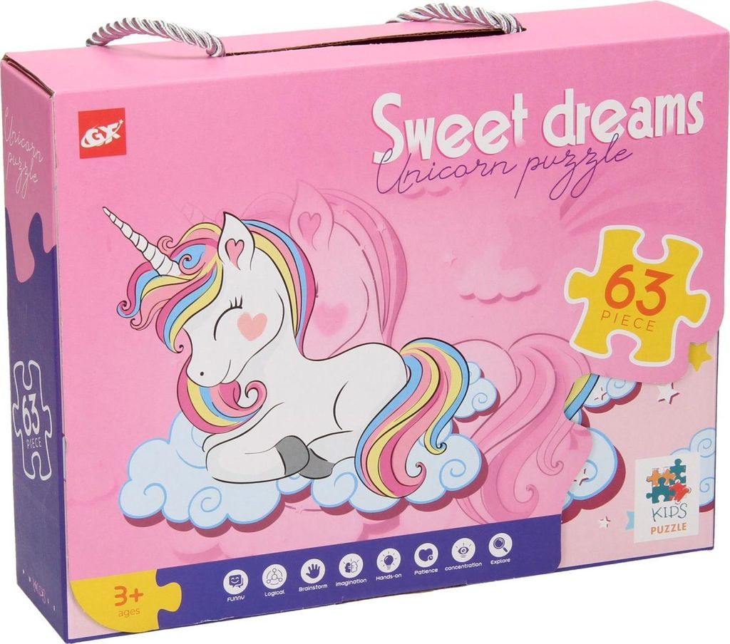 Puzzle süße Träume Einhorn, 63 Teile.