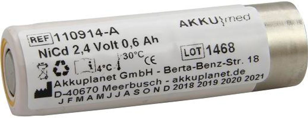 Akku passend für Welch Allyn 72900 MT2, Micro Tymp 2 2,4V 600mAh