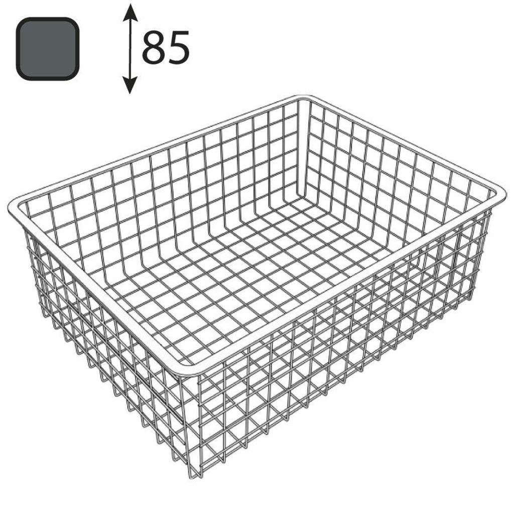 INTEGRI Anthrazit Drahtkorb 85mm Garderobensystem Schubkorb Aufbewahrung Organizer