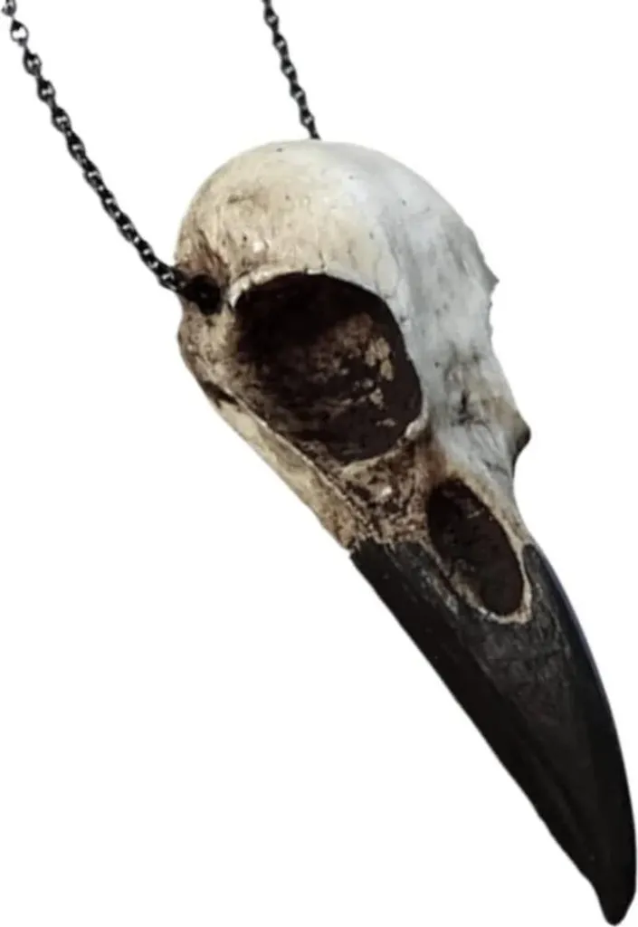 Collana Easure Teschio di Corvo - Pendente Gotico in Acciaio e Resina