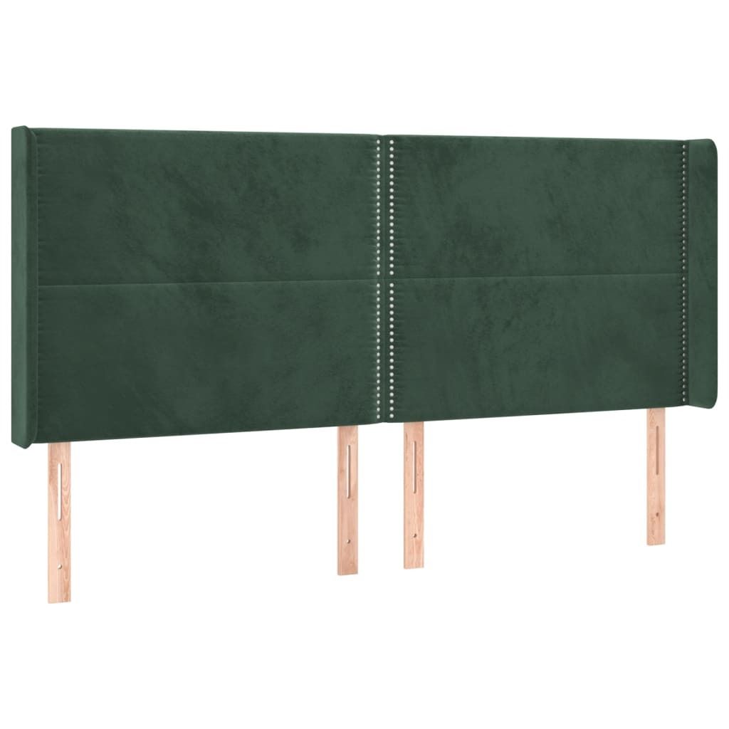 SYFAX Kopfteil mit Ohren Dunkelgrün 203x16x118/128 cm Samt