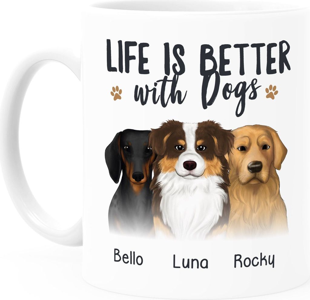 Tasse Hund Motiv personalisierte Geschenke mit Name Hundebesitzer Hundeliebhaber SpecialMe weiß standard