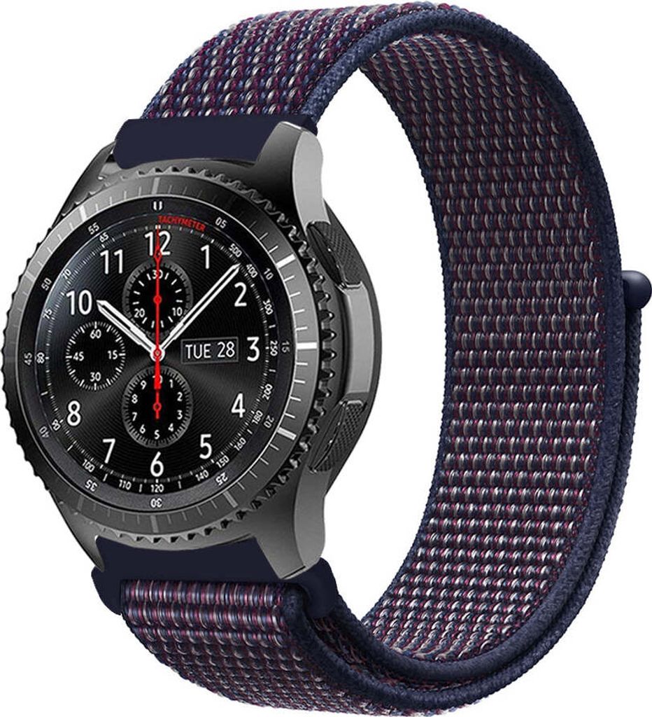 SYSTEM-S Armband 22 mm aus Nylon für Fitbit Versa 3 / Sense 2 / Sense / Versa Lite / Versa 2 / Versa Smartwatch in Blau