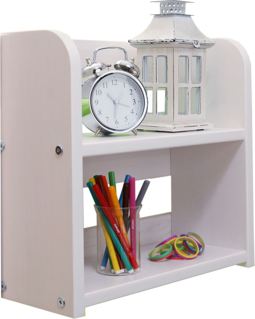 TiCAA Einhängeregal Hoch- und Etagenbett Kiefer klein mit 2 Böden, Weiß, Holzwerkstoffe, Modern, 400 mm, 170 mm, 400 mm