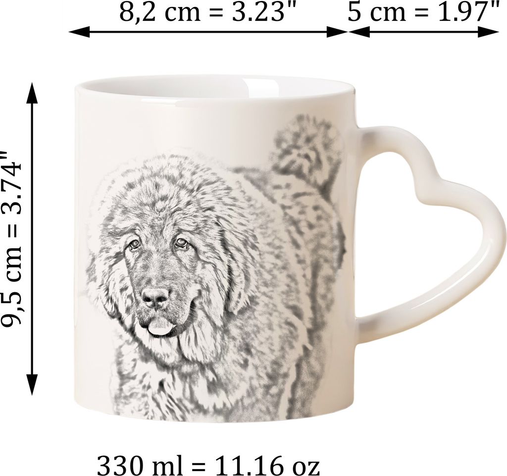 Do khyi, Tibetdogge, Tibetanische Dogge, Tibetmastiff - Tasse mit Hund, entzückende Tasse mit herzförmigem Henkel, universelles Geschenk der Mark...