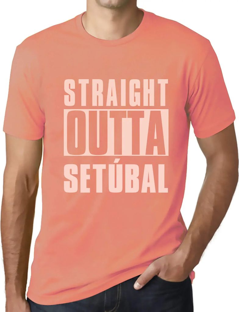 Herren Grafik T-Shirt Straight Outta Setúbal Öko-Verantwortlich Vintage Jahrgang Kurzarm Lustige Druck Geburtstag Geschenk Mann