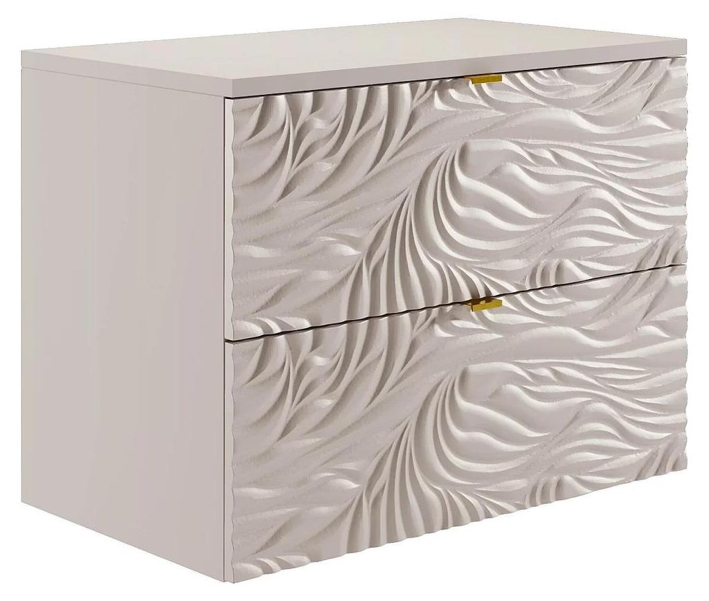 Hängender Waschtischunterschrank mit strukturierter Front und Ablage – Beige – 80 cm – RINAREL