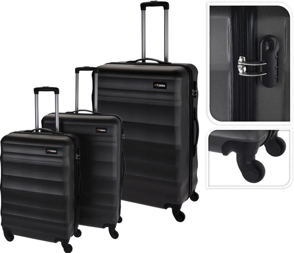Set de 3 valises de voyage anthracite à roulettes PROWORLD Excellent