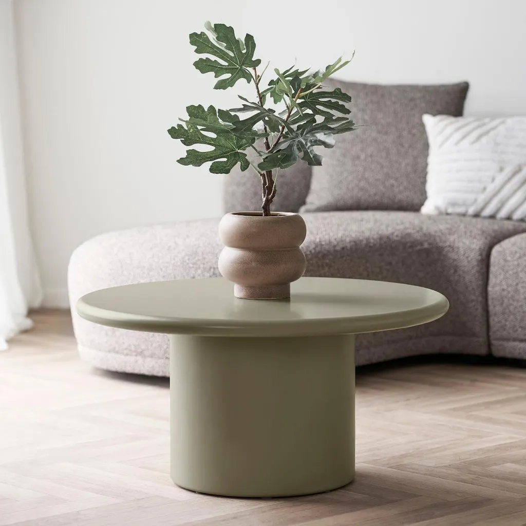 Table basse ronde Henny Ø80 cm vert olive pour salon moderne - 4