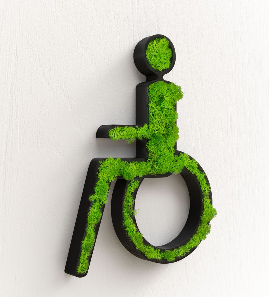 Behindertengerecht WC Türschild Moos Klo Schild Toiletten Toilettenschild Selbstklebend Gäste WC Moosbild Schwarz