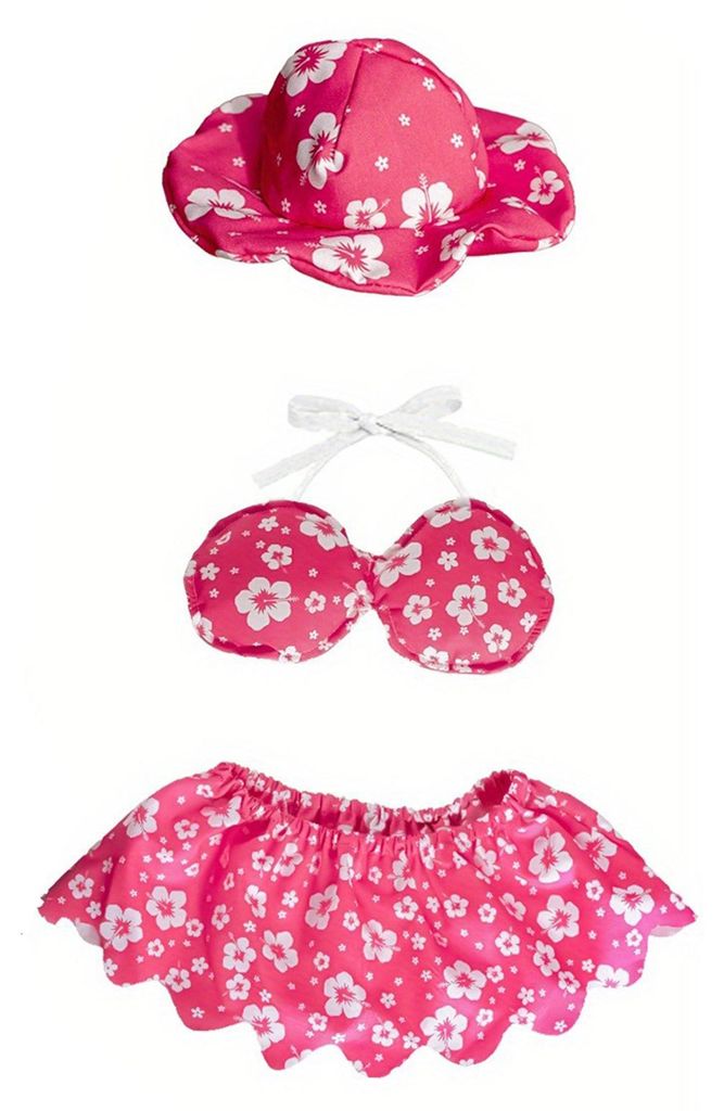 1 Set Veranda-Gänse-Outfit für Garten, Rasen, Hof, Gänsestatue, gestreiftes Hemd, roter Hut, Hawaii-Bikini, Schwimmring, Festtags-Kostüm F