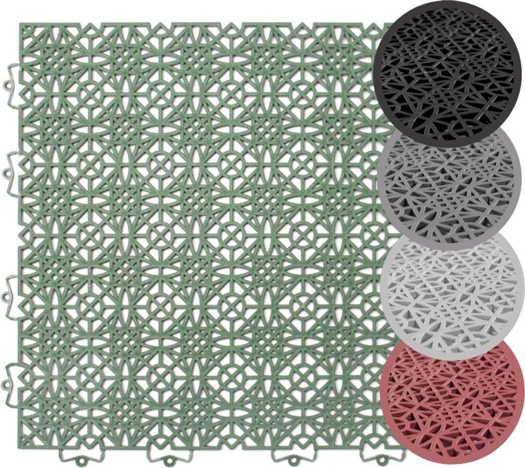 Fliese Grün 7er-Set 1m² Terrasse 38 x 38 cm Kunststoff Klickfliese Klicksystem Balkon