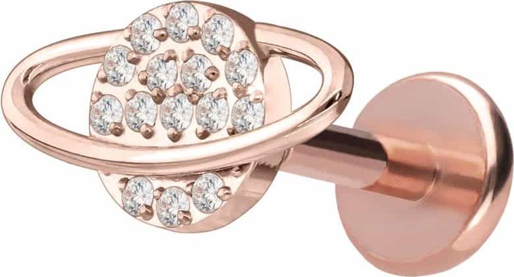 Ohrpiercing, Nasenpiercing Titan Labret mit Push Fit KRISTALLPLANET RoséGold Stablänge: 5mm | Stabstärke: 1mm