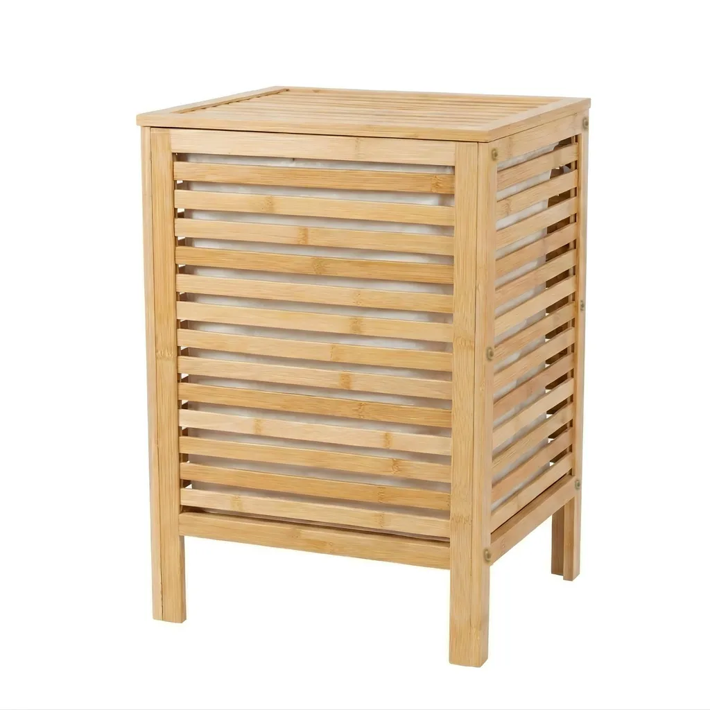 Panier à linge anti-odeurs en bambou 60L avec couvercle et sac LUND