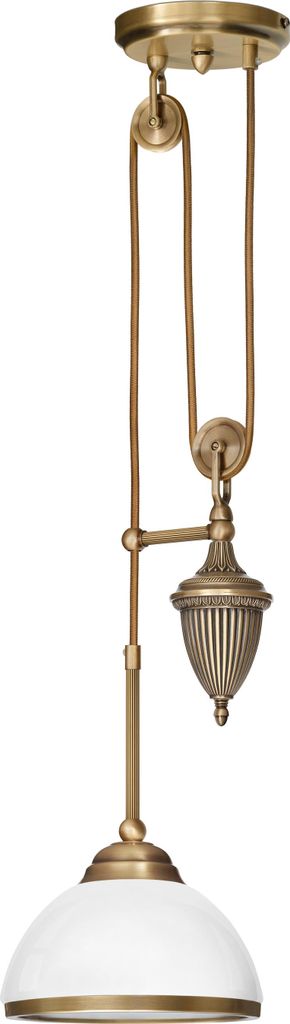 Messing Pendelleuchte Hochglanz höhenverstellbar Goldpatina 75cm O20cm E27 60W Esstisch Küche Wohnzimmer handgefertigt