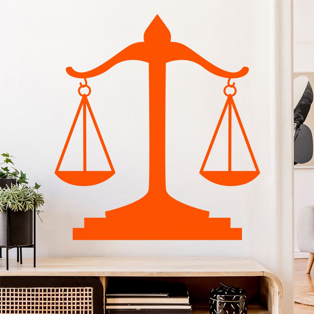 Waage Gericht Anwalt Justitia Wandtattoo Wandaufkleber Wall Sticker - Dekoration, Küche, Wohnzimmer, Schlafzimmer, Badezimmer