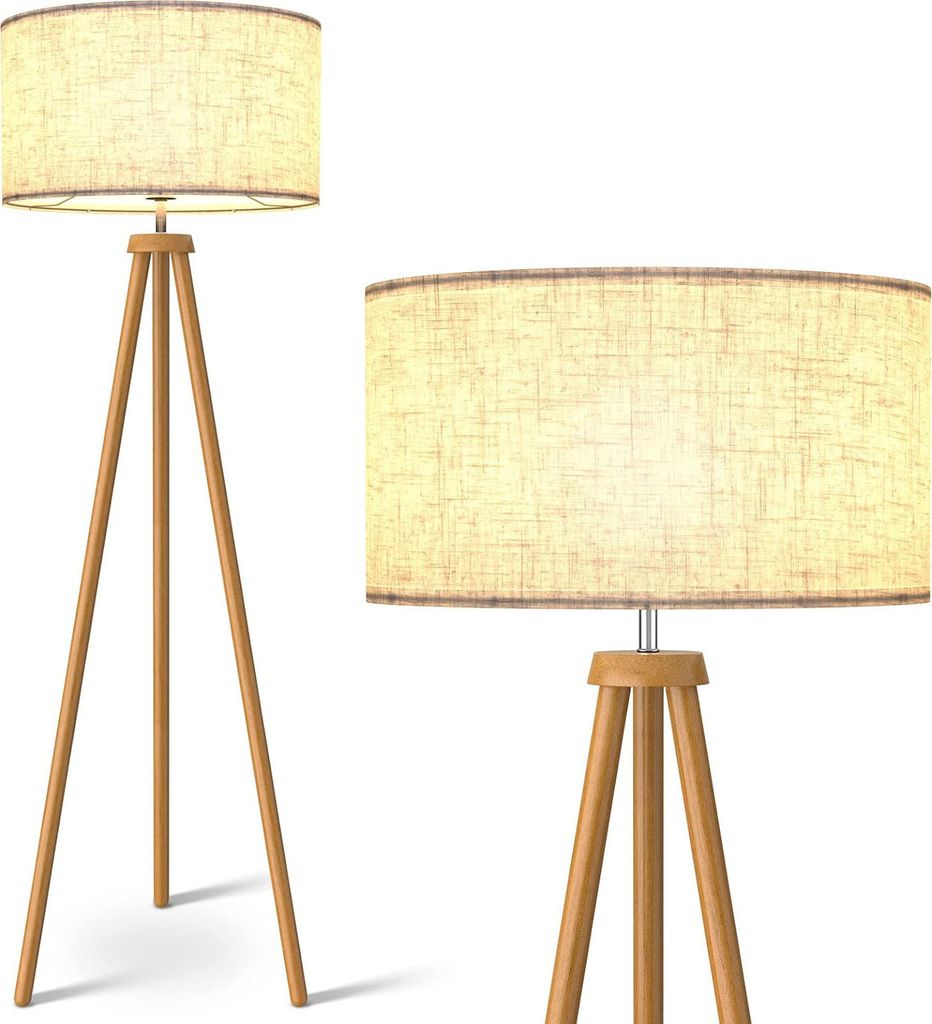 Stehlampe Wohnzimmer 155cm LED Dimmbar Leinen Lampenschirm Produktbild
