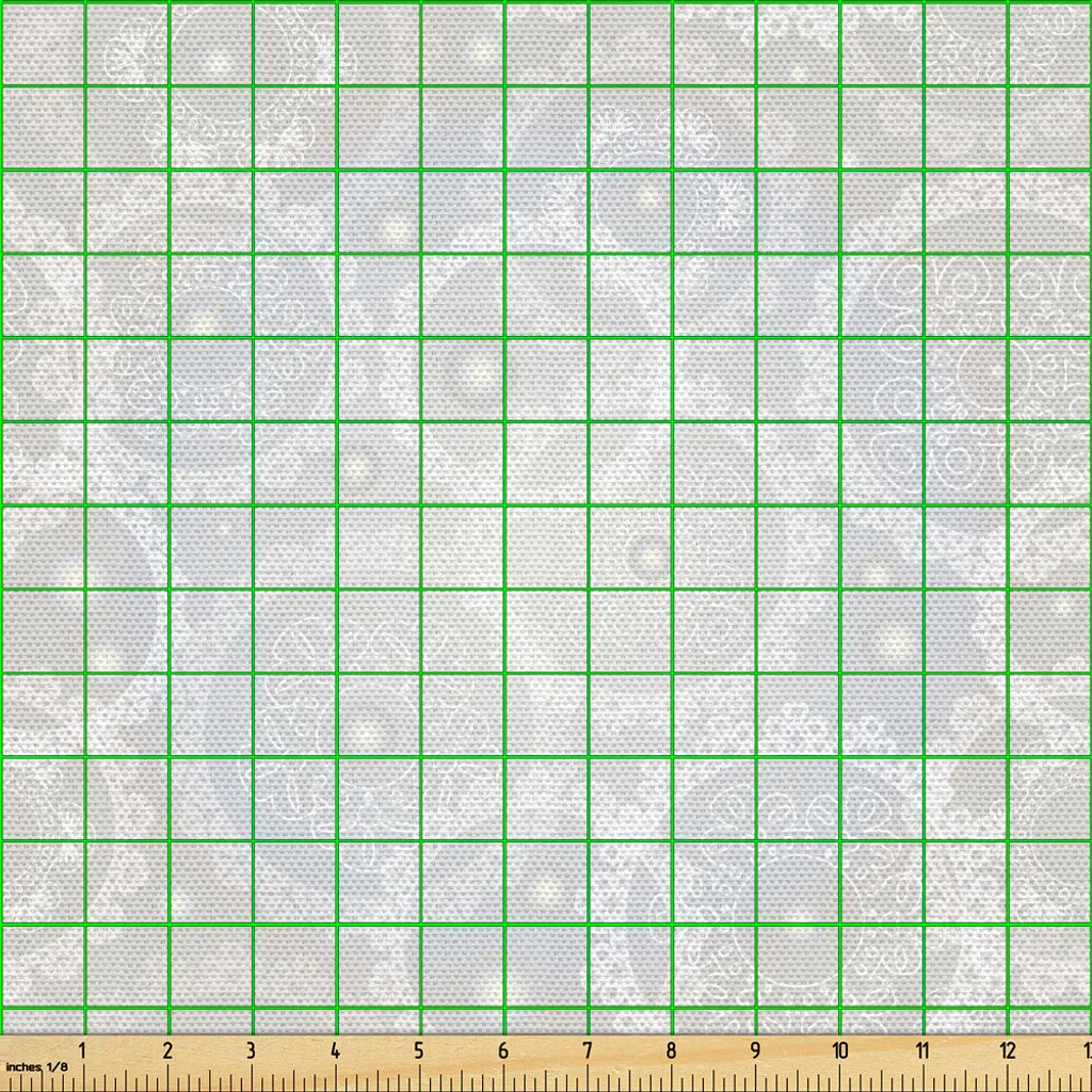 Tissu Imprimé Graphique Motif Dentelle Romantique Gris et Blanc 148x300cm