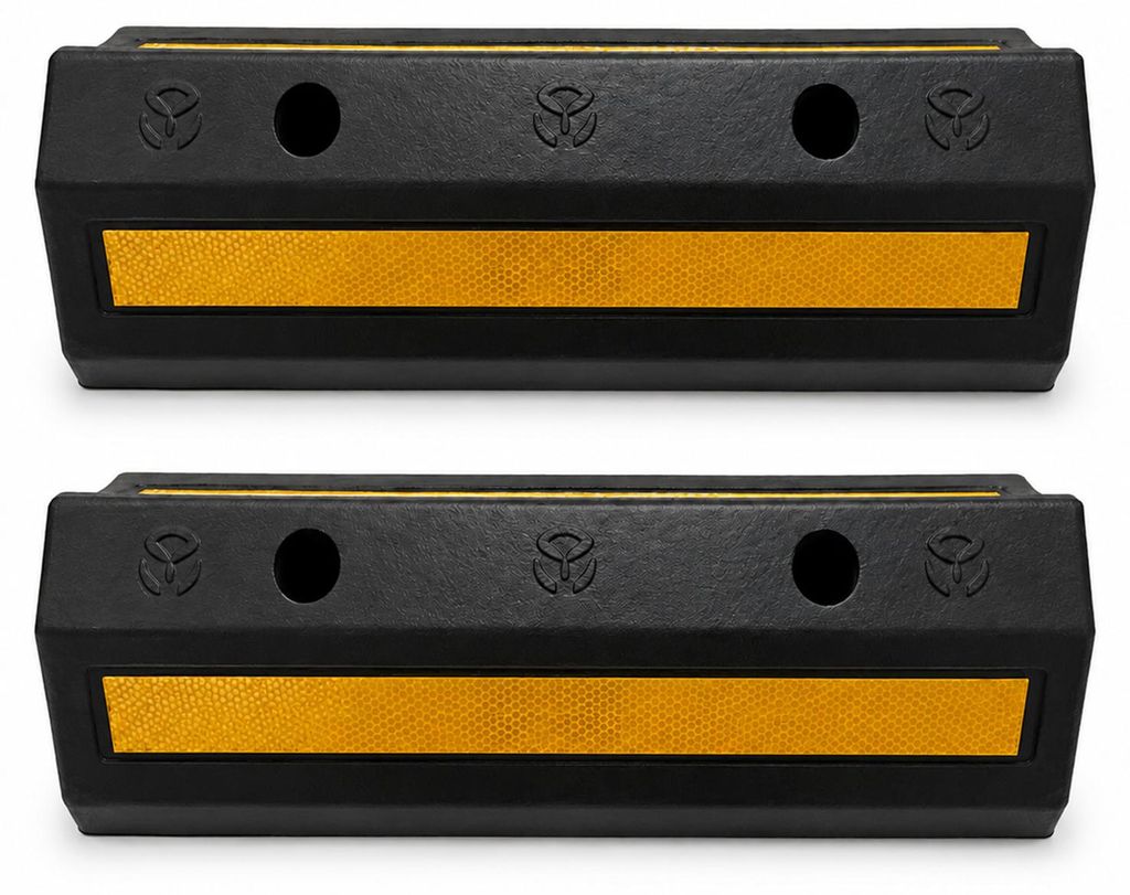 Radstopper 2er Set Parkplatzbegrenzung mit Reflektorstreifen Kunststoff