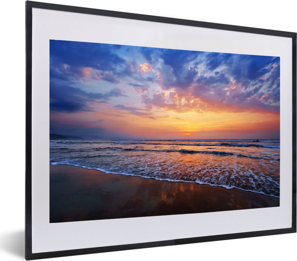 MuchoWow MuchoWow Gerahmtes Poster Meer - Sonne - Farben 60x40 cm - Poster mit zchwarzem Bilderrahmen - Schlafzimmer - Plakat in Rahmen - Drucken