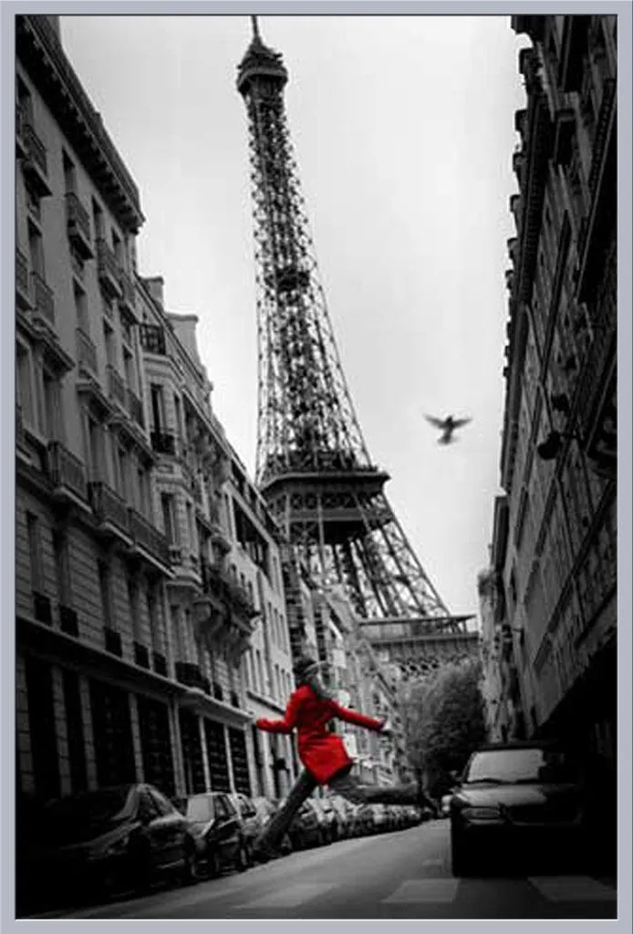 Affiche Tour Eiffel Prête à Poser avec Cadre Argenté Anti-Reflet Shinsuke