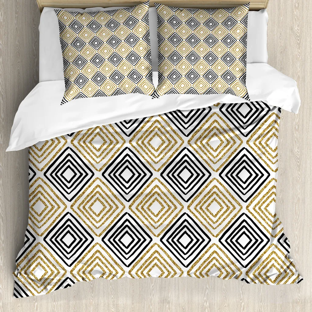 Set Copripiumino Antiacaro ABAKUHAUS 200x200 Nero Bianco Giallo