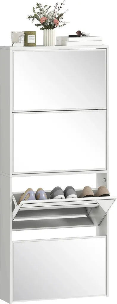Meuble à chaussures avec miroir gain de place pour entrée - 12 paires