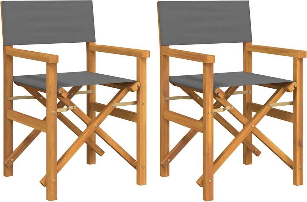 "2026 MODERNE"Stuhl Terrasse - Regiestühle 2er set - Balkonmöbel - Campingstuhl elegantes Design - Klappbar Grau Massivholz Teak - 57x54,5x85cm -...