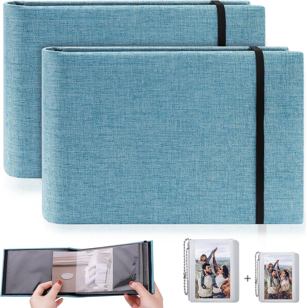 Leinen Fotoalbum - Hochwertige Materialien - 2 Stück - Tragbar