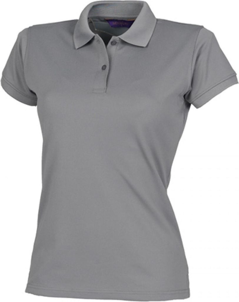 Henbury H476 | Damen Coolplus Wicking Polo Shirt / Mikro-Piqué - Farbe: Charcoal - Größe: XXL