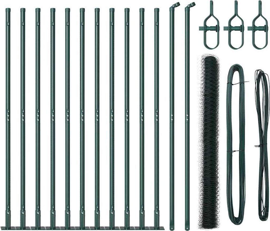 vidaXL Zaunpfosten Grün 25 x 1,4 m (50 mm Mesh) Stahl und PVC