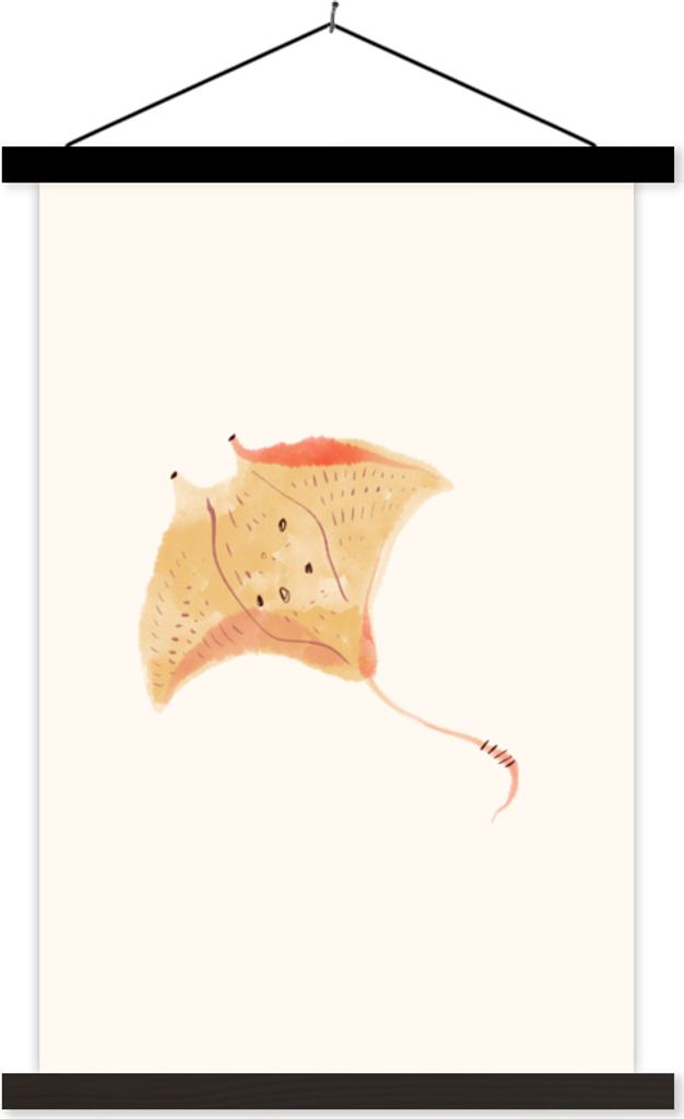 MuchoWow Textilposter Rochen - Fisch - Meer - Aquarell 40x60 cm mit schwarzem Rahmen - Wanddekorationen