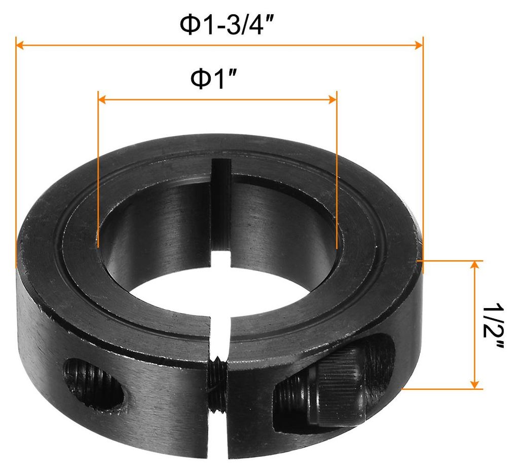 Welle Kragen 1" Bohrung 1-3/4" AD 1/2" Breite Schwarzoxid Galvanisierung Einzeln Geteilte Achse Klemmring mit Stellschraube