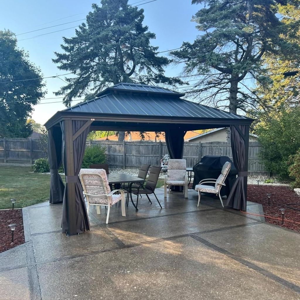 PURPLE LEAF Hardtop Pavillon 3.35x4.25m wasserdicht winterfest und stabil für den Garten,grau