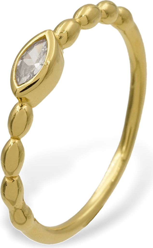 New Bling Zilveren Ring 9NB 0283 56 - Maat 56 - Zirkonia - Goudkleurig
