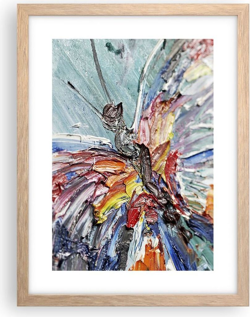 Gerahmtes Poster - Rahmen in heller Eiche - Vogel Natur Farbe - 30x40 cm - Wand Bild - Wanddeko - Wandbilder - Wandposter - Bilderrahmen - Bilder -...