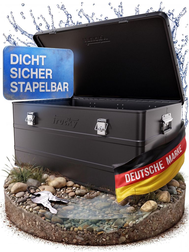 Aluminium Box mit Deckel 135L Schwarz Alukiste Kiste Produktbild 