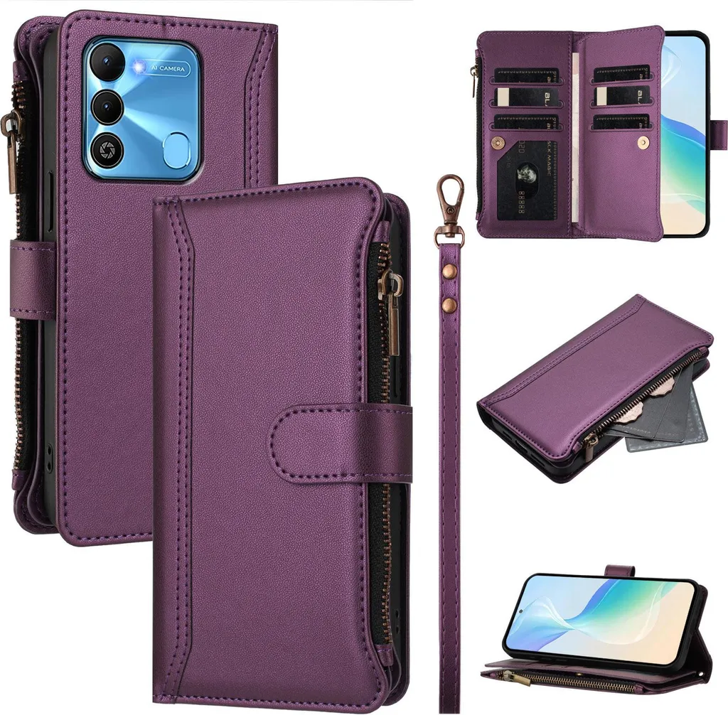 Custodia Portafoglio Tecno Spark Go 2022 / 8C / 9 Viola con Cerniera