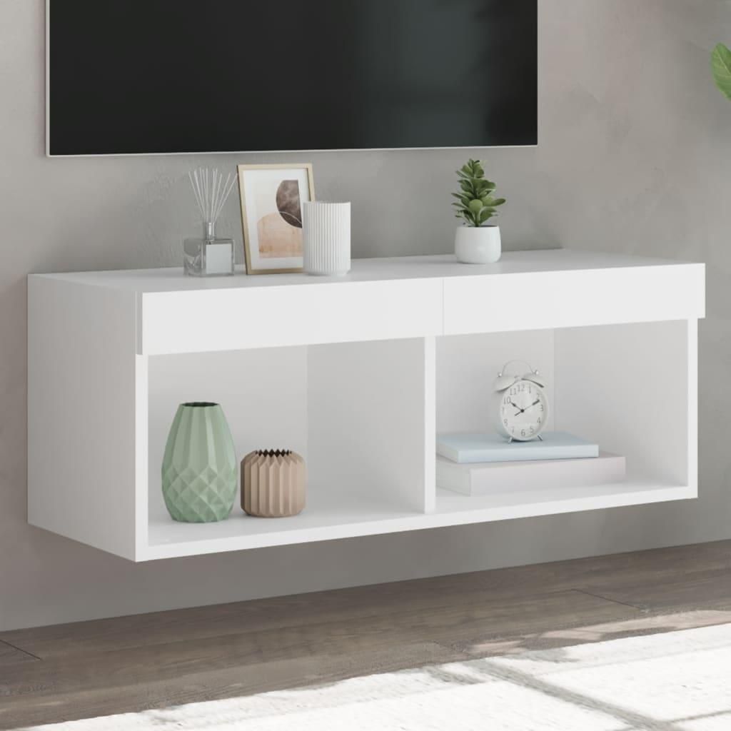 vidaXL Armoire TV avec lampes LED blanc 80x30x30 cm Image du produit 