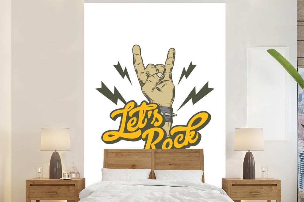 MuchoWow Fototapete für Wohnzimmer oder Schlafzimmer Wandtapete Vinyl Motivtapete Vintage - Armband - Rock - 180x280 cm - Wallpaper
