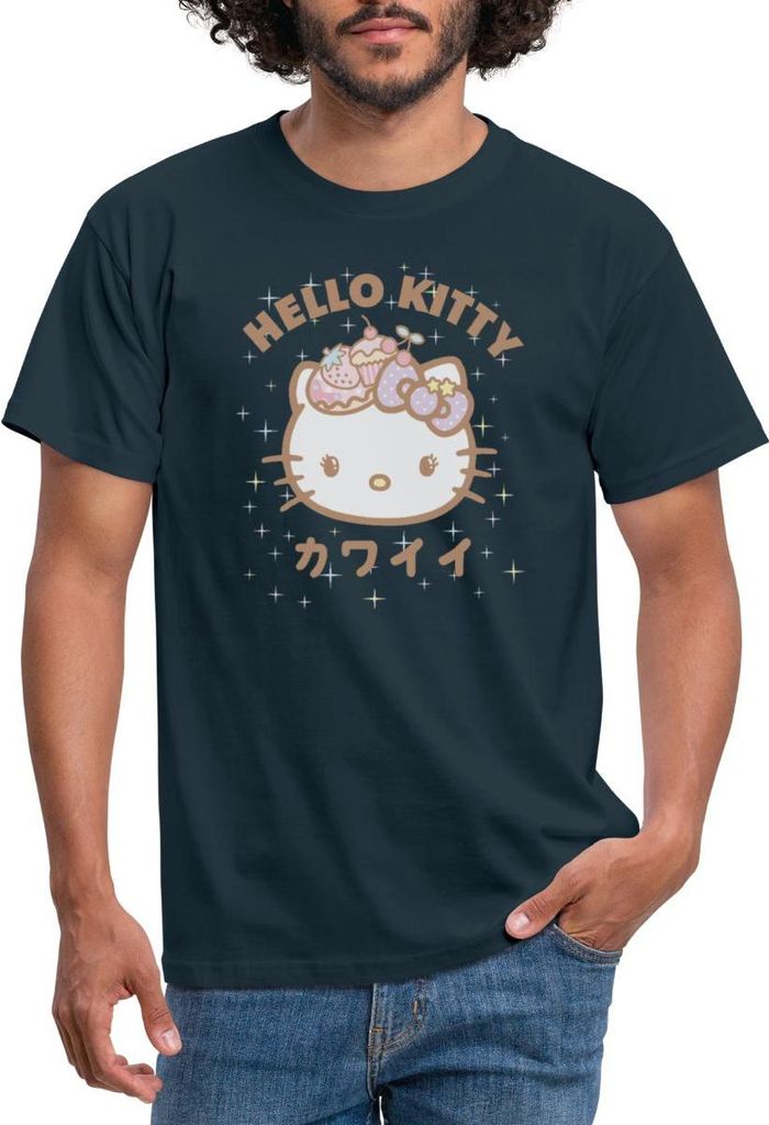 Spreadshirt Hello Kitty Kawaii Stil Männer T-Shirt, L, Navy