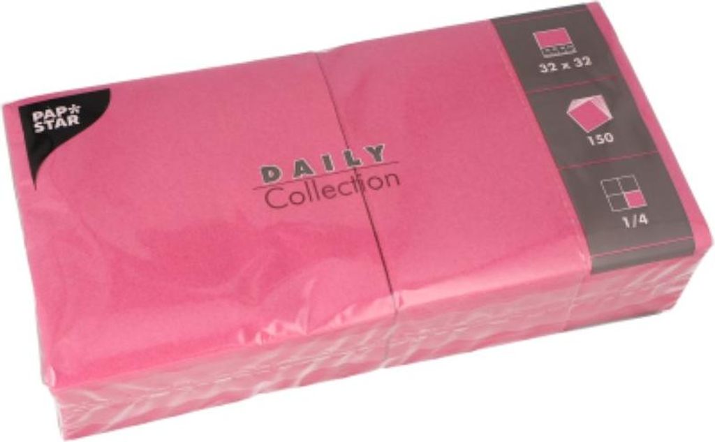 150 Servietten "DAILY Collection" 1/4-Falz 32 cm x 32 cm fuchsia